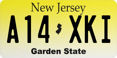NJ license plate A14XKI