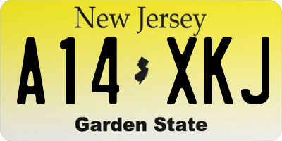 NJ license plate A14XKJ