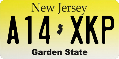 NJ license plate A14XKP