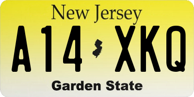 NJ license plate A14XKQ
