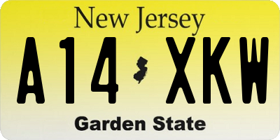 NJ license plate A14XKW
