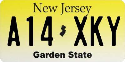 NJ license plate A14XKY