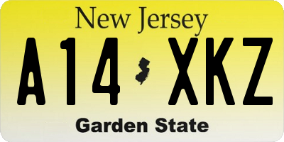 NJ license plate A14XKZ