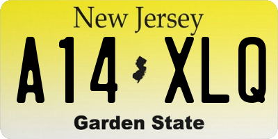 NJ license plate A14XLQ