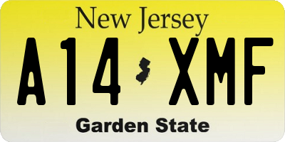 NJ license plate A14XMF