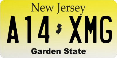 NJ license plate A14XMG