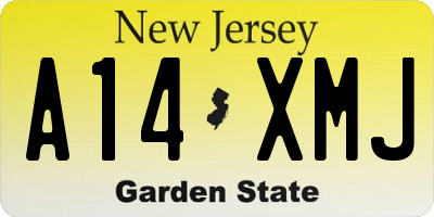 NJ license plate A14XMJ