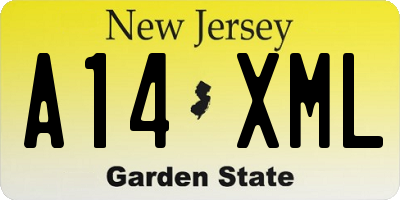 NJ license plate A14XML