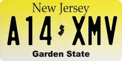 NJ license plate A14XMV