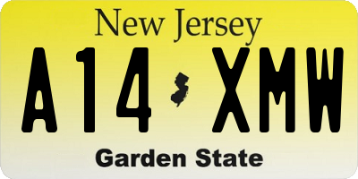 NJ license plate A14XMW