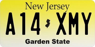 NJ license plate A14XMY