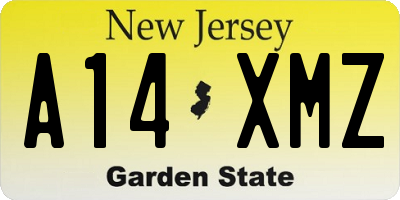 NJ license plate A14XMZ