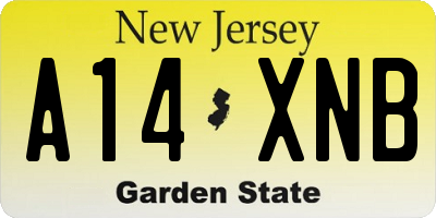 NJ license plate A14XNB