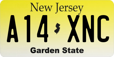 NJ license plate A14XNC