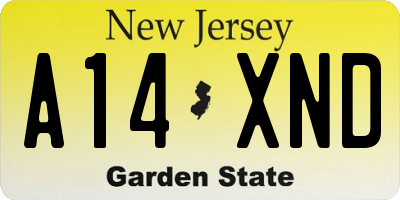 NJ license plate A14XND
