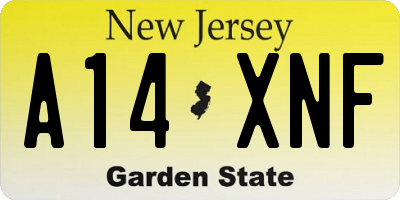 NJ license plate A14XNF