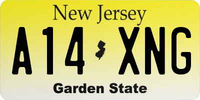NJ license plate A14XNG
