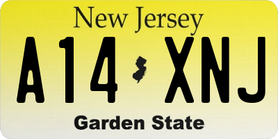 NJ license plate A14XNJ