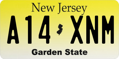 NJ license plate A14XNM