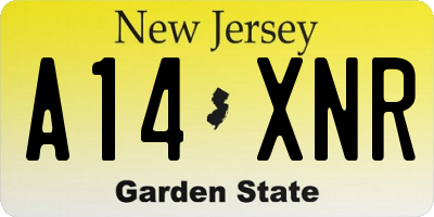 NJ license plate A14XNR