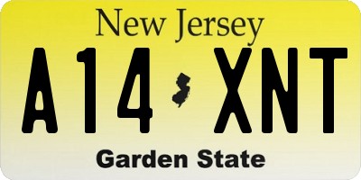 NJ license plate A14XNT