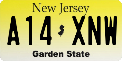 NJ license plate A14XNW