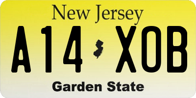 NJ license plate A14XOB
