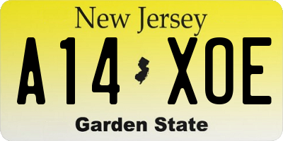 NJ license plate A14XOE