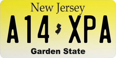 NJ license plate A14XPA