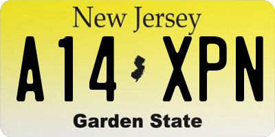 NJ license plate A14XPN