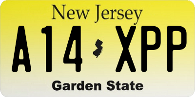 NJ license plate A14XPP
