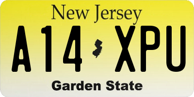 NJ license plate A14XPU
