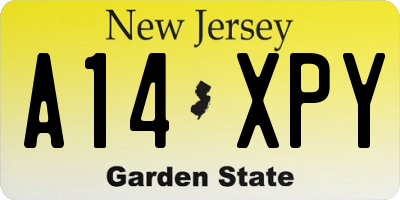 NJ license plate A14XPY