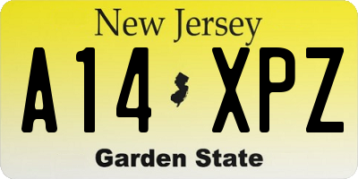 NJ license plate A14XPZ
