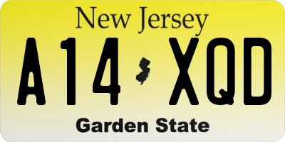 NJ license plate A14XQD