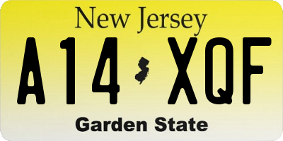 NJ license plate A14XQF