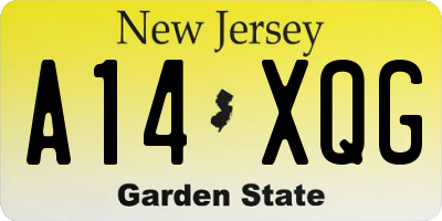 NJ license plate A14XQG
