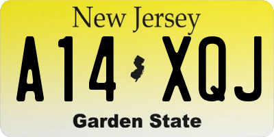 NJ license plate A14XQJ
