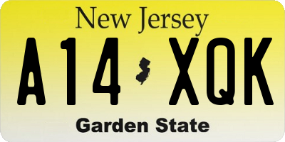 NJ license plate A14XQK