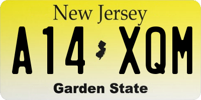 NJ license plate A14XQM