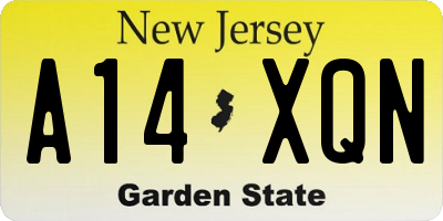 NJ license plate A14XQN