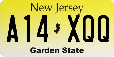 NJ license plate A14XQQ