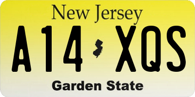 NJ license plate A14XQS
