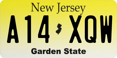 NJ license plate A14XQW