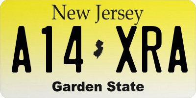 NJ license plate A14XRA