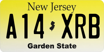 NJ license plate A14XRB