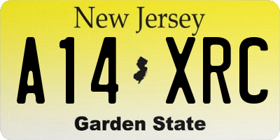 NJ license plate A14XRC