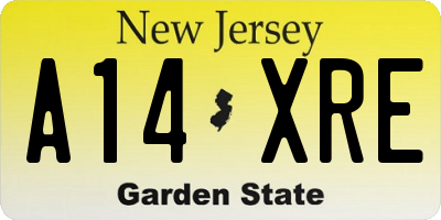 NJ license plate A14XRE