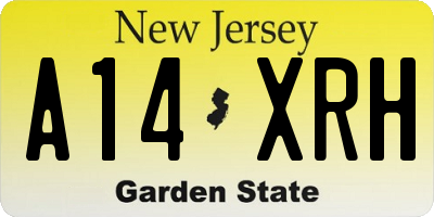 NJ license plate A14XRH