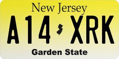 NJ license plate A14XRK